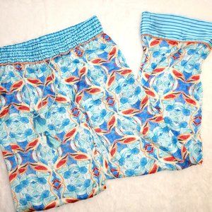 Silky Blue and Flamingo Pink Wide Leg Pajama Pant World Market Global Art